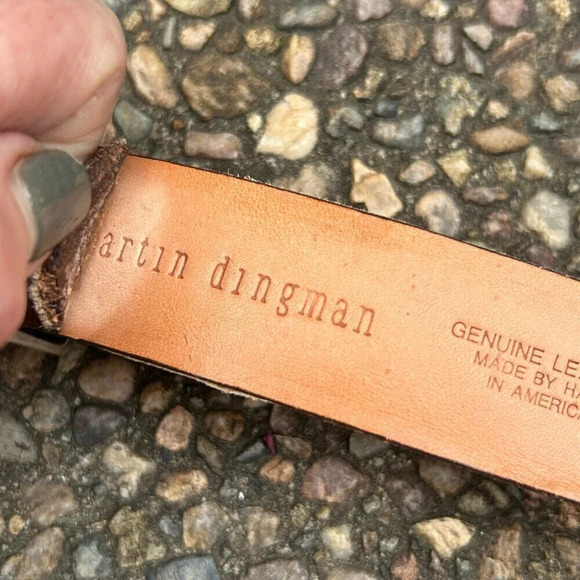 Martin Dingman Hand Tooled 100% Leather Made in USA Belt Silvertone Buckle - Picture 4 of 8